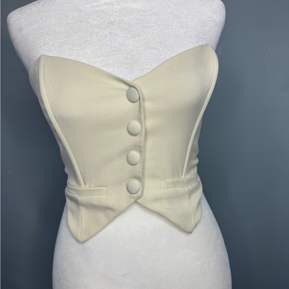 Fashion Nova Cream Buttoned Crop Top
